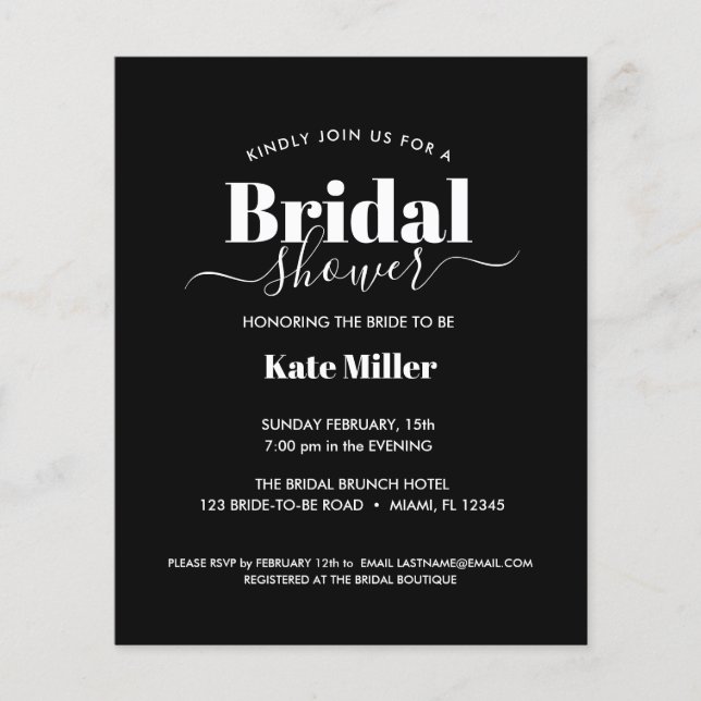 BUDGET BOLD BLACK AND WHITE BRIDAL SHOWER (Front)