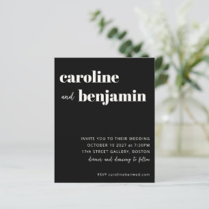 Budget Bold Black Modern Wedding Invitation