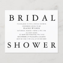 Budget Bold Letter Modern Bridal Shower Invitation