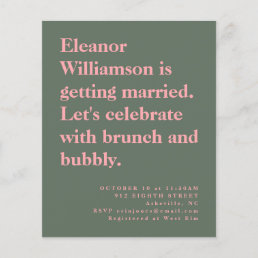 Budget Bold Pink and Green Bridal Brunch Invite