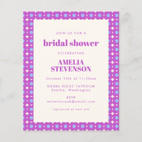 Budget Bold Purple Floral Bridal Shower Invite