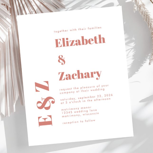 Budget Bold Terracotta Typography Wedding Invite (Creator Uploaded)