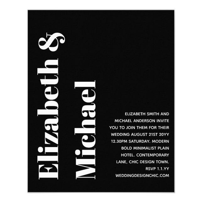 BUDGET BOLD Typography Wedding Invite Minimalist Flyer (Front)