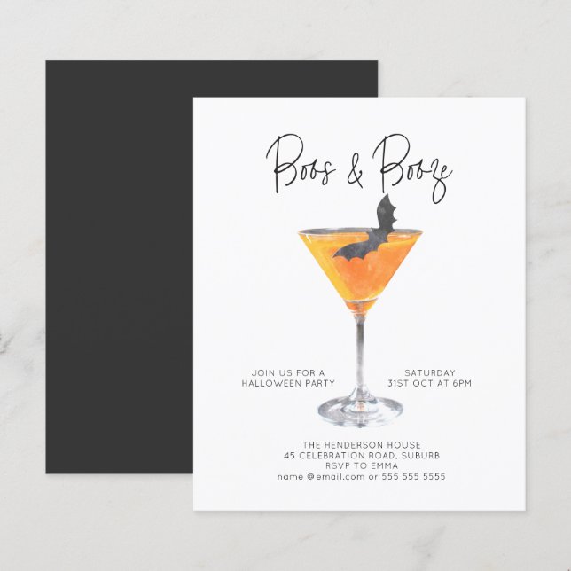 Budget Boos & Booze Cocktail Halloween Party  (Front/Back)