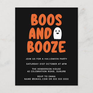 Budget Boos & Booze Cute Ghost Halloween Invite
