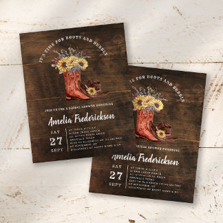 BUDGET Boots and Bubbly Bridal Shower Invitation