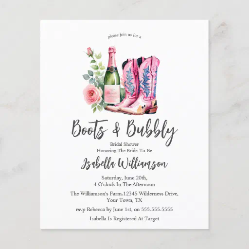Budget  Boots and Bubbly Wood Bridal Shower