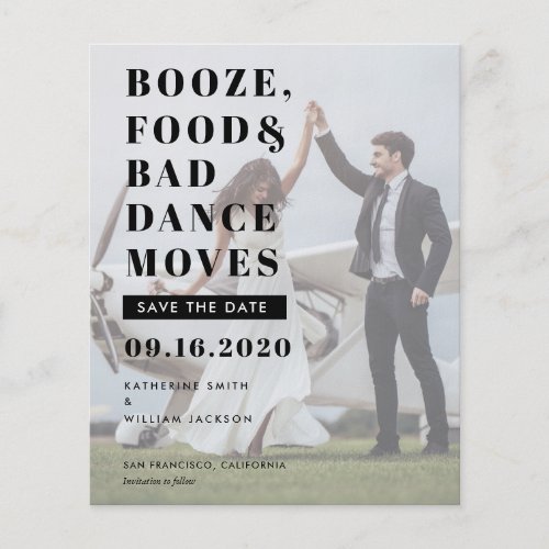 Budget Booze Food Bad Dance Moves Save The Date Flyer