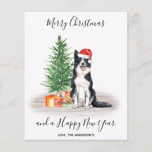 Budget Border Collie Dog Merry Christmas Card