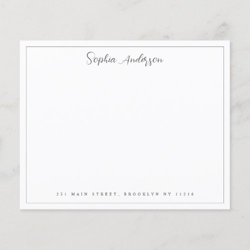 Budget Border Girly Script Name Address Note Card