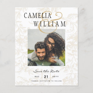 BUDGET BOTANICAL BLACK GOLD Wedding Save the Date Flyer
