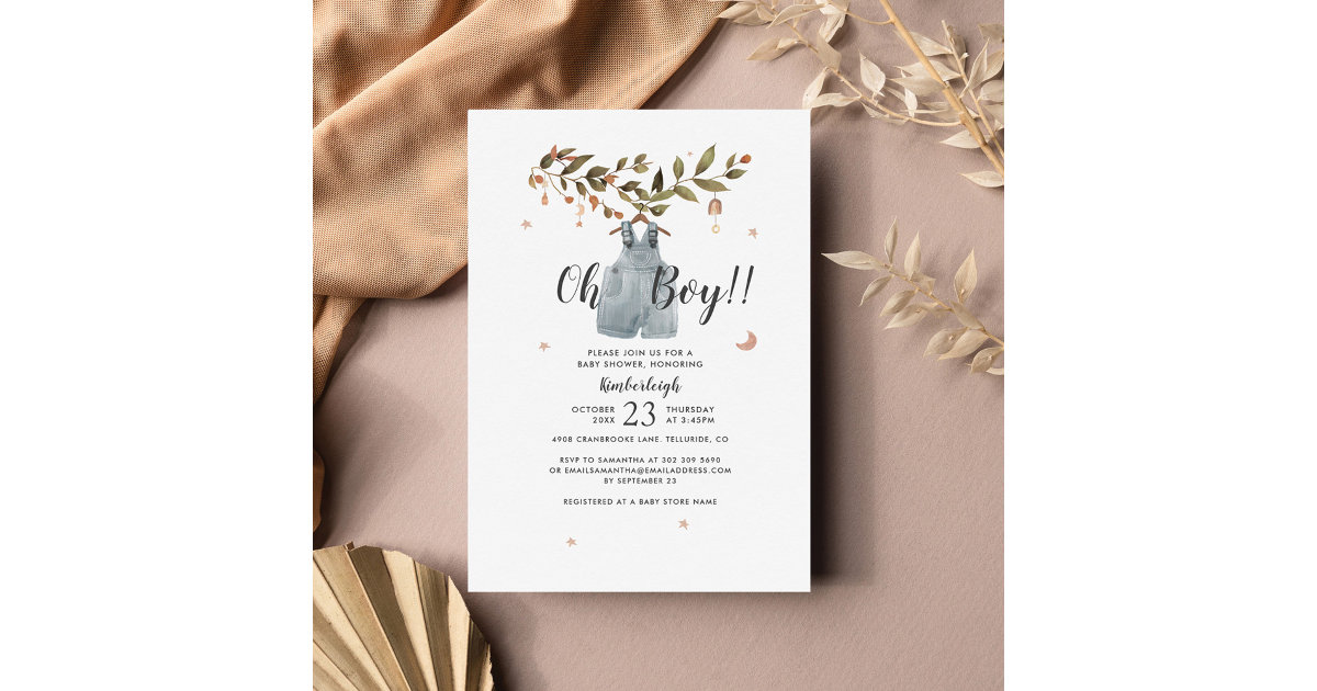 Budget Botanical Boho Baby Boy Shower Invitation Zazzle
