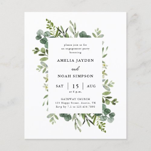 Budget Botanical Engagement Party Invitation