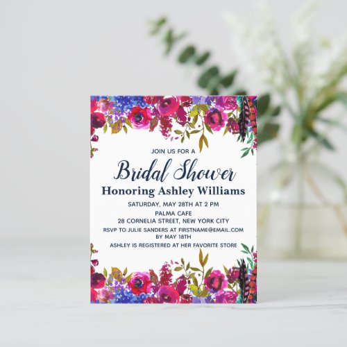 Budget Botanical Floral Bridal Shower Invitation