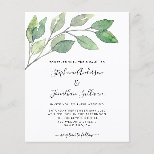 Budget Botanical Foliage Wedding Invitation