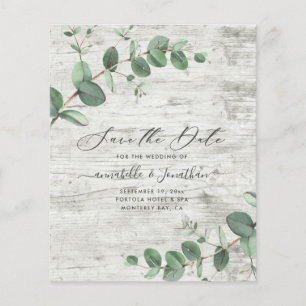 budget botanical foliage white wood Save The Date Flyer