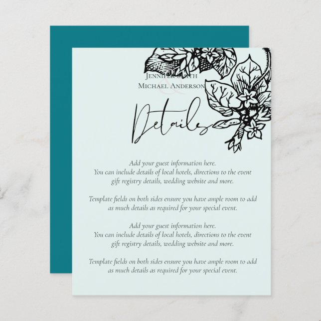 BUDGET Botanical Garden Leaves Wedding Invite (Front/Back)