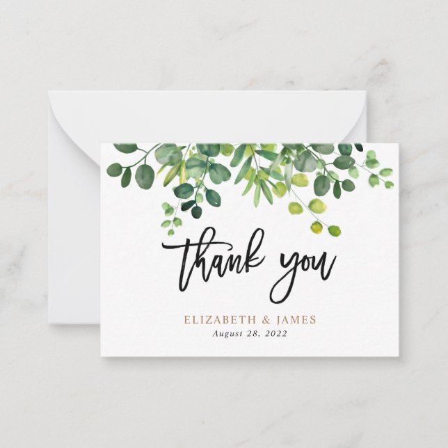 BUDGET Botanical Garden Wedding Thank You Note Car Card (Front)