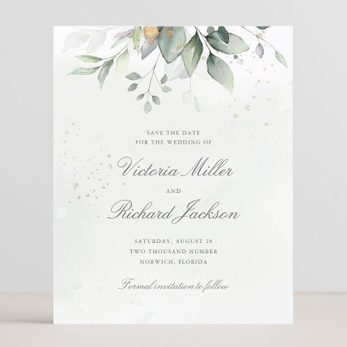 Budget Botanical Gold Greenery Save The Date