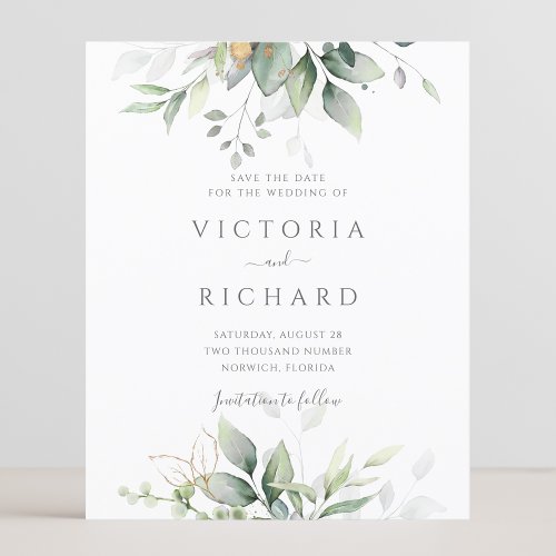 Budget Botanical Gold Greenery Save The Date