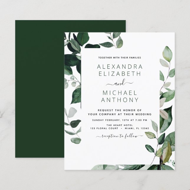 Budget Botanical Greenery Foliage Wedding (Front/Back)