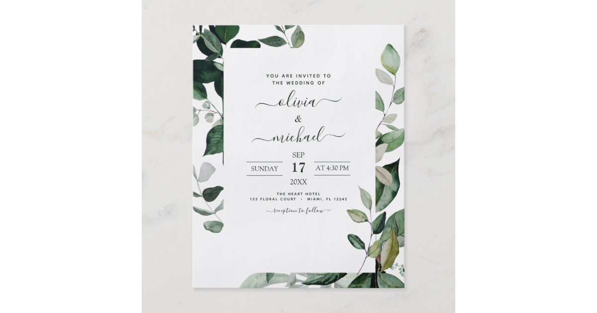 Budget Botanical Greenery Foliage Wedding Flyer | Zazzle