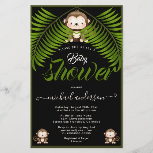 Budget Botanical Greenery Forest Animal BabyShower Flyer