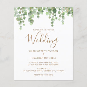 Budget Botanical Greenery Wedding Invitation