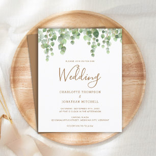 Budget Botanical Greenery Wedding Invitation