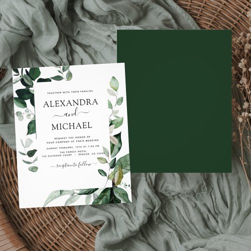 Budget Botanical Greenery Wedding Invitation Flyer