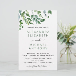 Budget Botanical Greenery Wedding Invitations