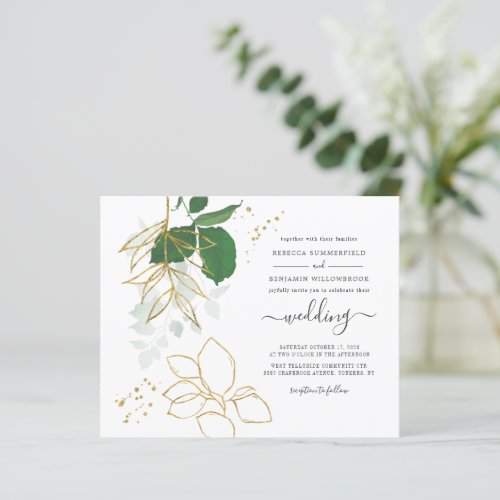 Budget Botanical Modern Faux Gold Leaves Wedding