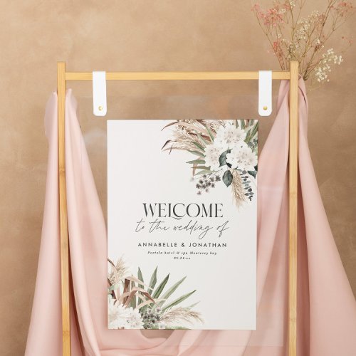 Budget botanical pampas eucalyptus wedding welcome poster