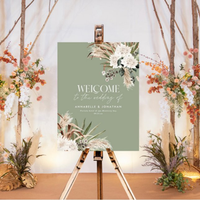 Budget botanical pampas eucalyptus wedding welcome poster (Creator Uploaded)