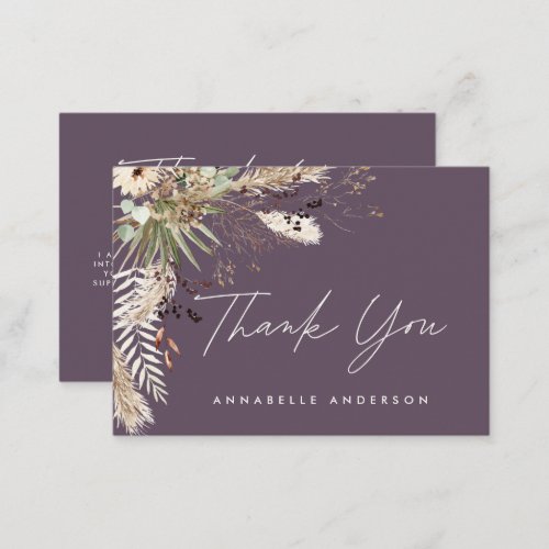 Budget botanical purple graduation thank you enclosure card