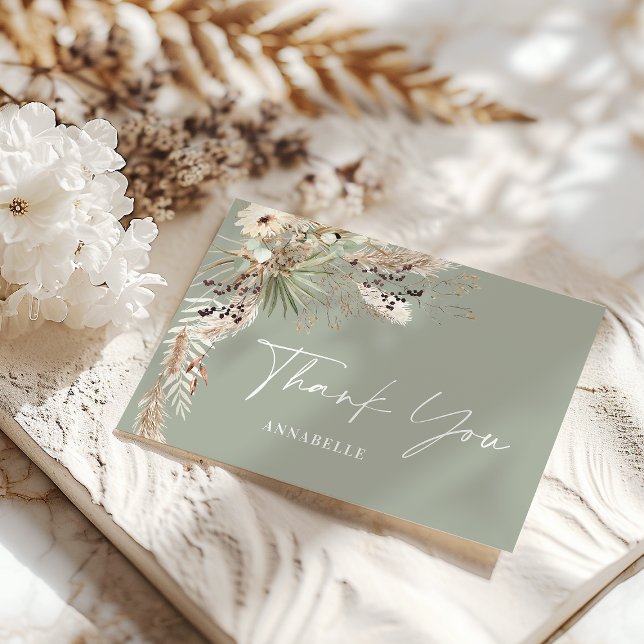 Budget botanical simple baby shower thankyou green enclosure card (Creator Uploaded)