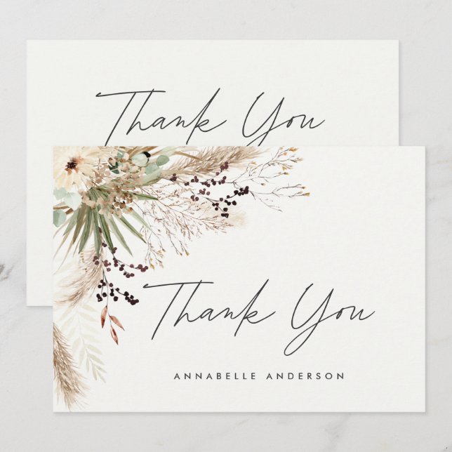Budget botanical simple graduation thank you enclo invitation (Front/Back)