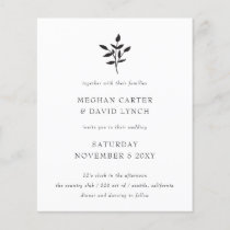 Budget Botanical Simple Wedding Invitation