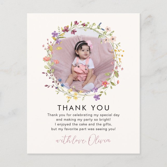 Budget  Botanical Wildflower 1st Birthday Party (Front)