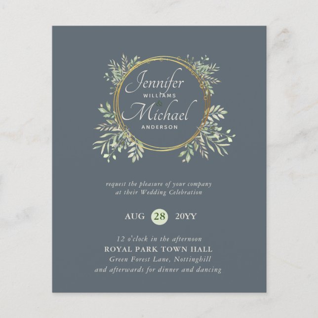 BUDGET Botanics Greenery Wedding Invites Trending (Front)