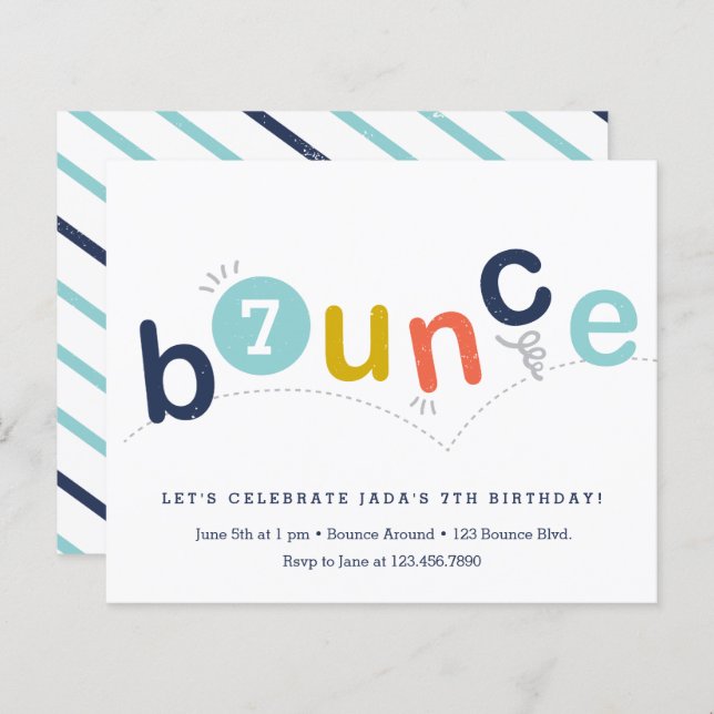 Budget Bounce Birthday Party Invitation (Front/Back)