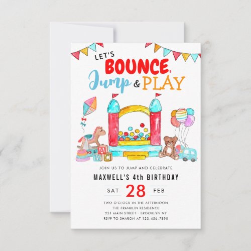Budget Bounce Jump Play Kids Trampoline Birthday Note Card