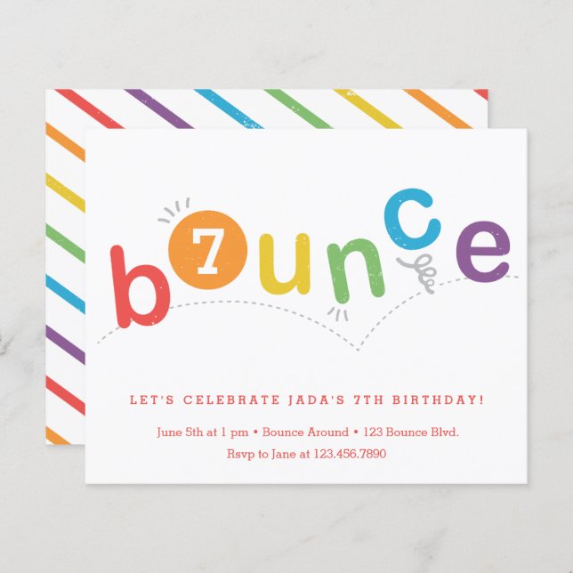 Budget Bounce Kids Age Birthday Party Invitation (Front/Back)