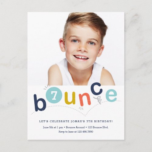 Budget Bounce Kids Birthday Party Invitation Postcard