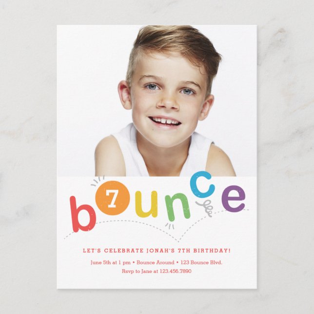 Budget Bounce Kids Birthday Party  Invitation Postcard (Front)