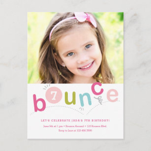 Budget Bounce Kids Birthday Party Invitation Postcard