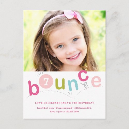 Budget Bounce Kids Birthday Party Invitation Postcard