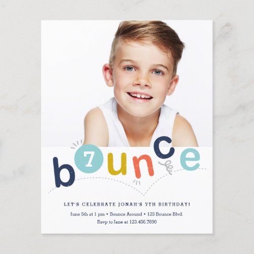 Budget Bounce Kids Birthday Party Invitations