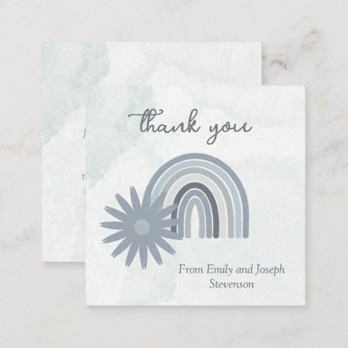 Budget Boy Baby Shower Blue Watercolor Thank You Note Card