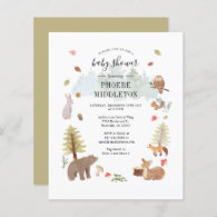 Budget Boy Baby Shower Woodland Animal Invitation